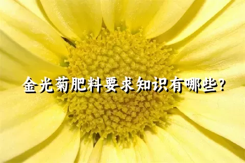 金光菊肥料要求知识有哪些？